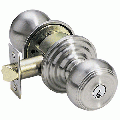 Solid Brass Key In Waverly Door Knob Set With Regular Rosette EMTEK