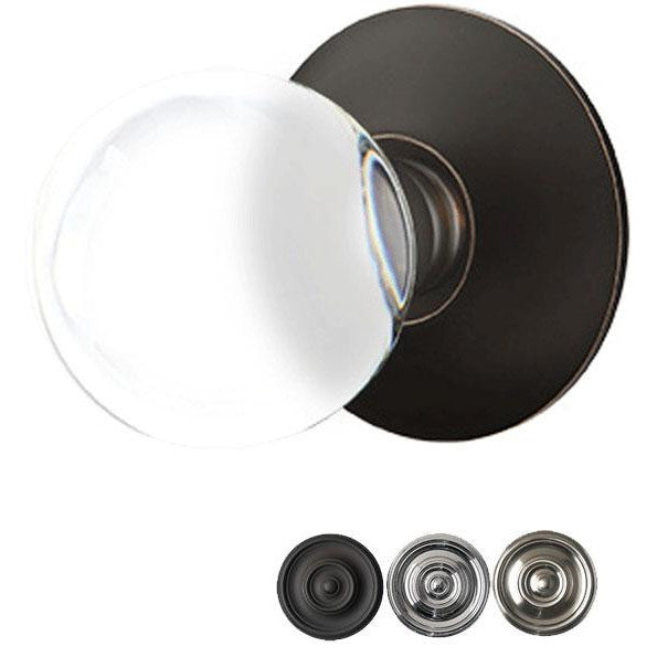 Crystal Bristol Door Knob Set With Modern Rosette (Several Finish Options) EMTEK