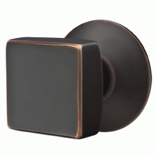 Solid Brass Square Knob With Modern Rosette (Several Finish Options) EMTEK