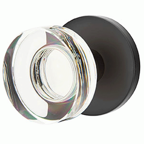 Modern Disc Crystal Door Knob Set With Disc Rosette (Several Finish Options) EMTEK