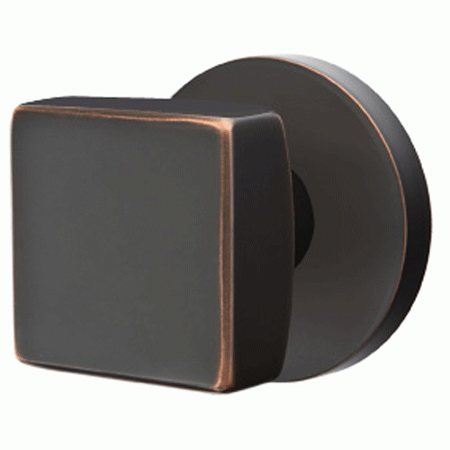 Solid Brass Square Knob With Disk Rosette (Several Finish Options) EMTEK