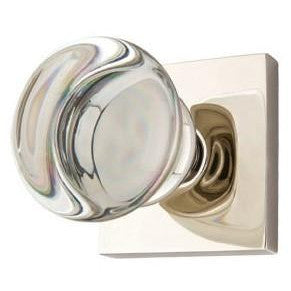 Round Crystal Door Knob Set with Square Rosette (Several Finish Options) EMTEK