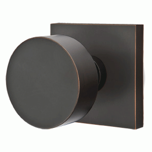 Emtek Solid Brass Round Door Knob Set With Square Rosette (Several Finishes Available) EMTEK