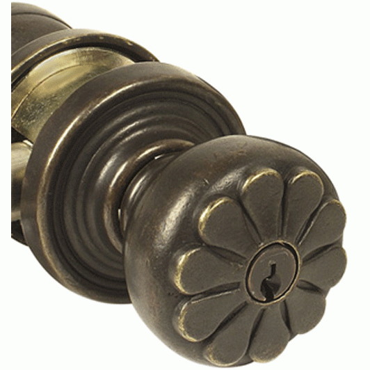 Emtek Solid Brass Key In Petal Door Knob Set With Round Rosette EMTEK