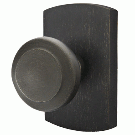 Solid Brass Sandcast Butte Door Knob Set With Rounded Rectangular Rosette (Several Finish Options) EMTEK