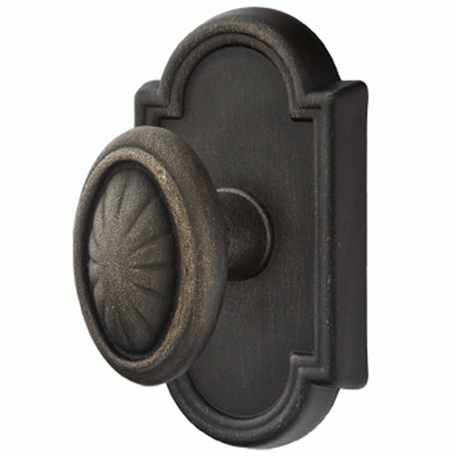 Solid Brass Lost Wax Parma Door Knob Set With Beveled Arched Rosette (Several Finish Options) EMTEK