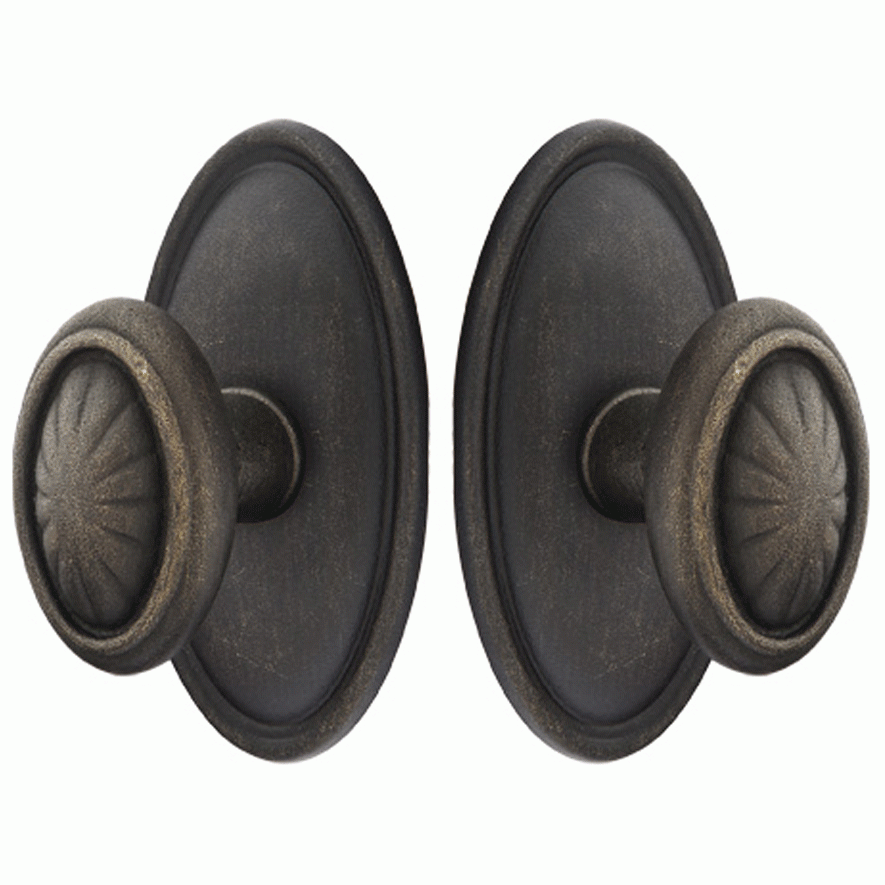 Solid Brass Lost Wax Parma Door Knob Set With Oval Rosette (Several Finish Options) EMTEK