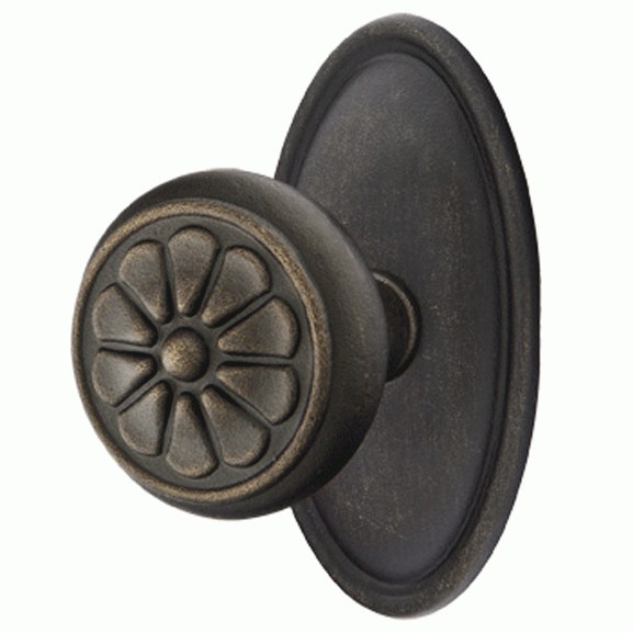 Solid Brass Lost Wax Petal Door Knob Set With Oval Rosette (Several Finish Options) EMTEK