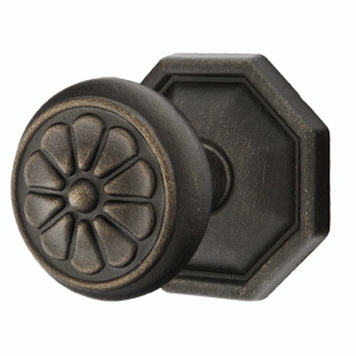 Solid Brass Lost Wax Petal Door Knob Set With Octagon Rosette (Several Finish Options) EMTEK