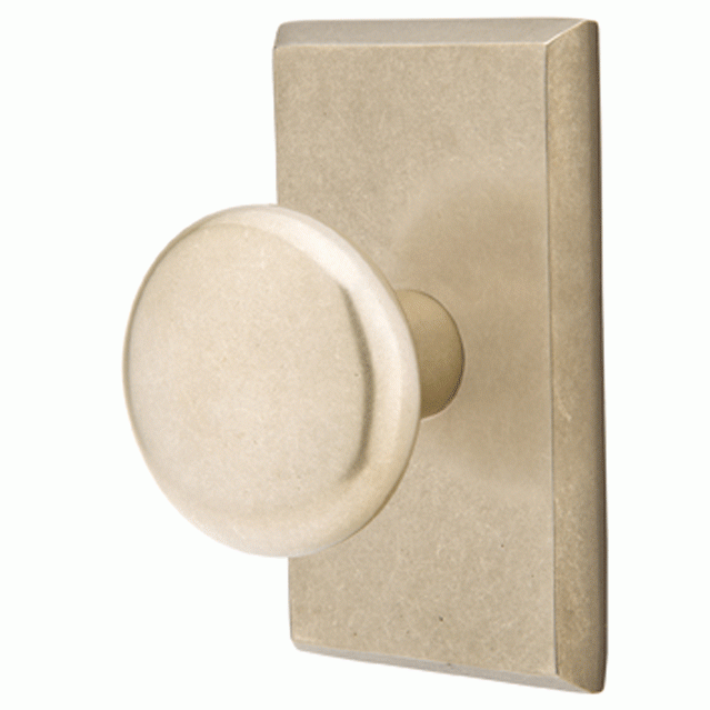 Solid Brass Sandcast Winchester Door Knob Set With Rectangular Rosette (Several Finish Options) EMTEK