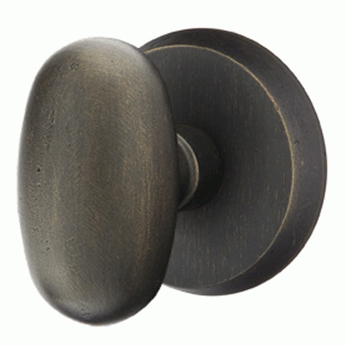 Solid Brass Sandcast Egg Door Knob Set With Disk Rosette (Several Finish Options) EMTEK