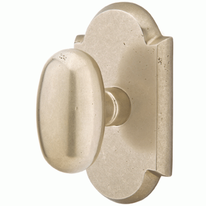 Solid Brass Sandcast Egg Door Knob Set With Arched Rosette (Several Finish Options) EMTEK