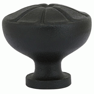 1 1/4 Inch Wrought Steel Petal Knob (Flat Black Finish) EMTEK