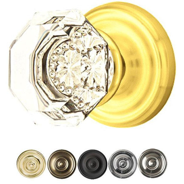 Emtek Crystal Old Town Clear Door Knob Set With Regular Rosette (Several Finish Options) EMTEK