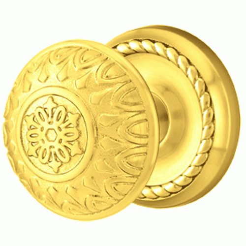 Solid Brass Lancaster Door Knob Set With Rope Rosette (Several Finish Options) EMTEK