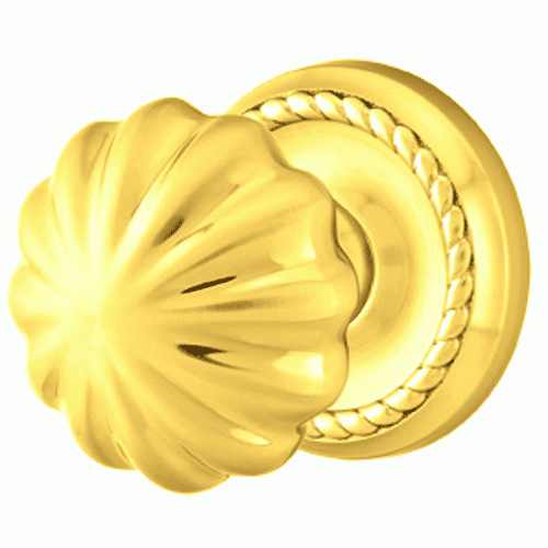 Solid Brass Melon Door Knob Set With Rope Rosette (Several Finish Options) EMTEK