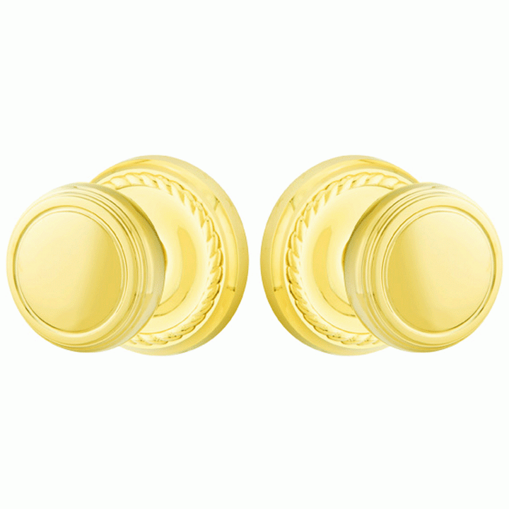 Solid Brass Norwich Door Knob Set With Rope Rosette (Several Finish Options) EMTEK