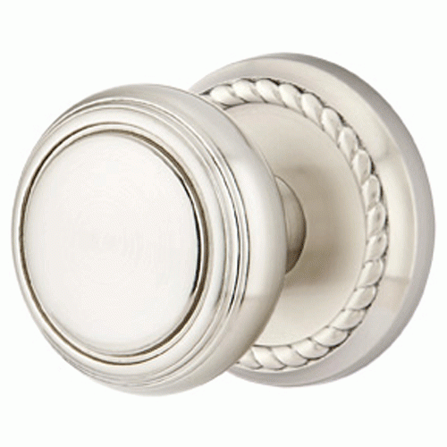 Solid Brass Norwich Door Knob Set With Rope Rosette (Several Finish Options) EMTEK