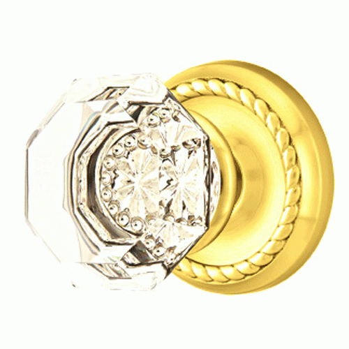 Crystal Old Town Clear Door Knob Set With Rope Rosette (Several Finish Options) EMTEK