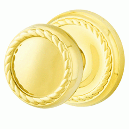 Solid Brass Rope Door Knob Set With Rope Rosette (Several Finish Options) EMTEK