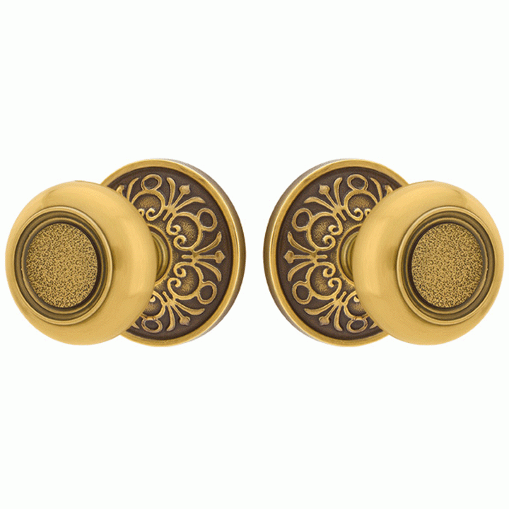 Solid Brass Belmont Door Knob Set With Lancaster Rosette (Several Finish Options) EMTEK