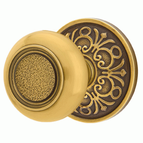 Solid Brass Belmont Door Knob Set With Lancaster Rosette (Several Finish Options) EMTEK