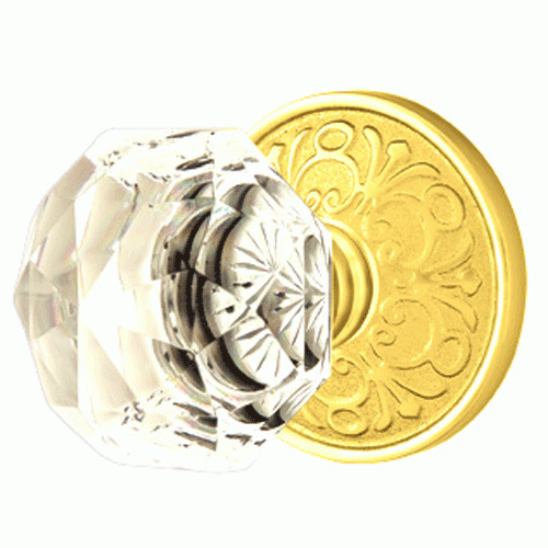 Emtek Diamond Crystal Door Knob Set With Lancaster Rosette (Several Finish Options) EMTEK