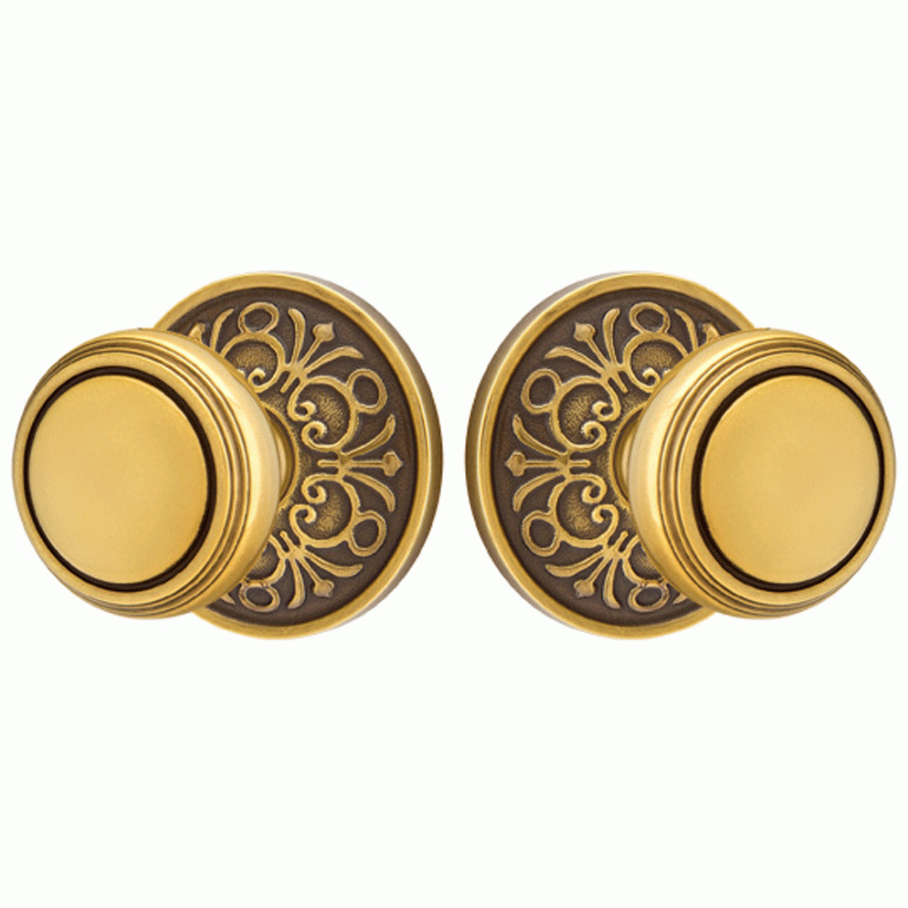 Solid Brass Norwich Door Knob Set With Lancaster Rosette (Several Finish Options) EMTEK