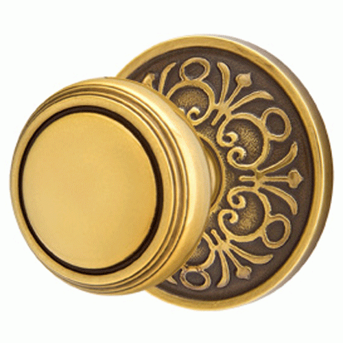 Solid Brass Norwich Door Knob Set With Lancaster Rosette (Several Finish Options) EMTEK