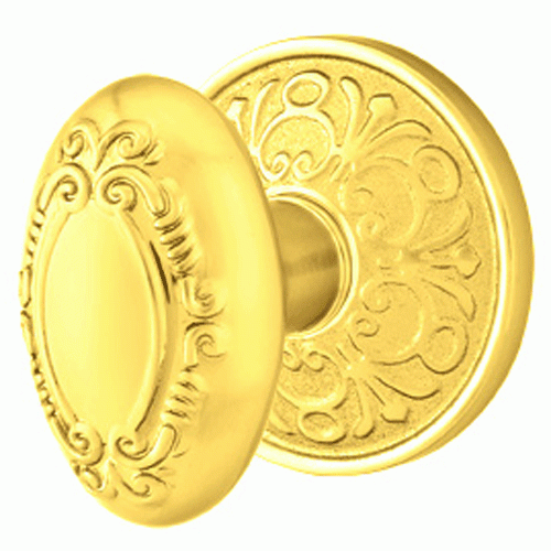 Solid Brass Victorian Door Knob Set With Lancaster Rosette (Several Finish Options) EMTEK