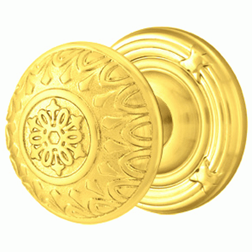 Solid Brass Lancaster Door Knob Set With Ribbon & Reed Rosette (Several Finish Options) EMTEK