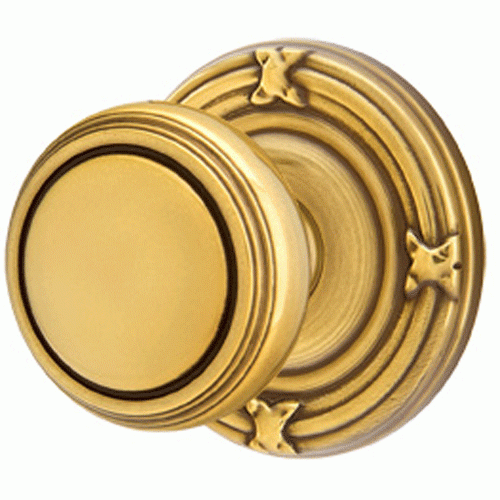 Solid Brass Norwich Door Knob Set With Ribbon & Reed Rosette (Several Finish Options) EMTEK