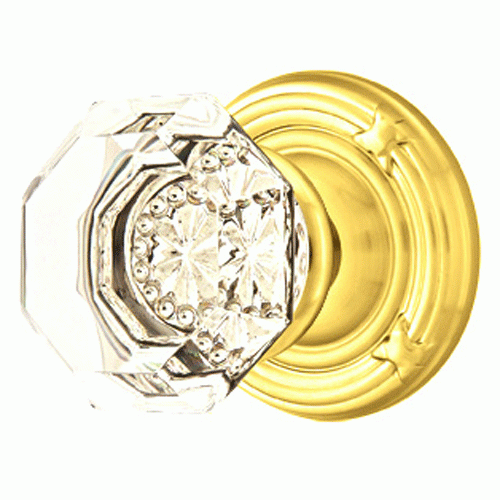 Emtek Crystal Old Town Clear Door Knob Set With Ribbon & Reed Rosette (Several Finish Options) EMTEK