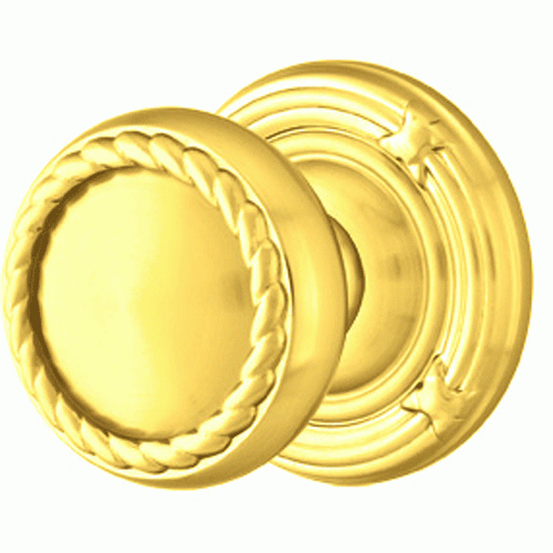 Solid Brass Rope Door Knob Set With Ribbon & Reed Rosette (Several Finish Options) EMTEK