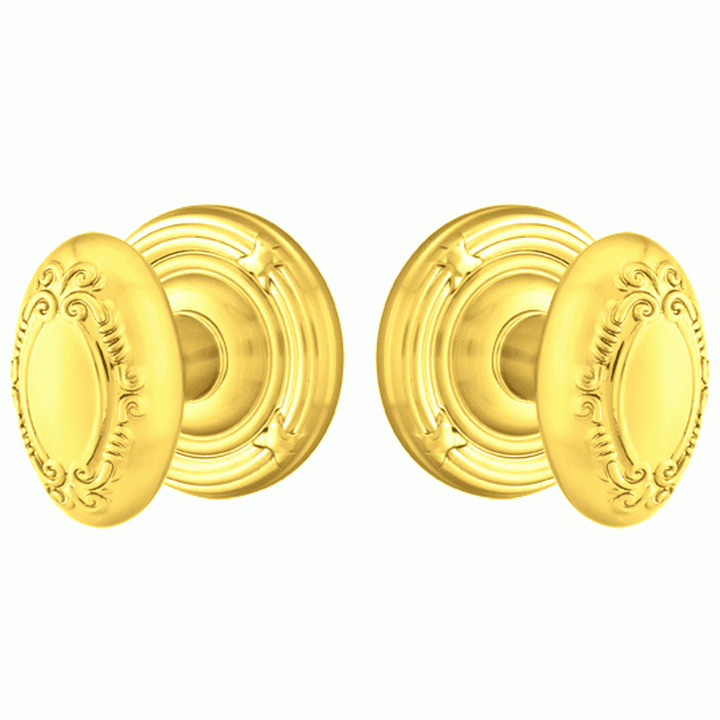 Solid Brass Victoria Door Knob Set With Ribbon & Reed Rosette (Several Finish Options) EMTEK