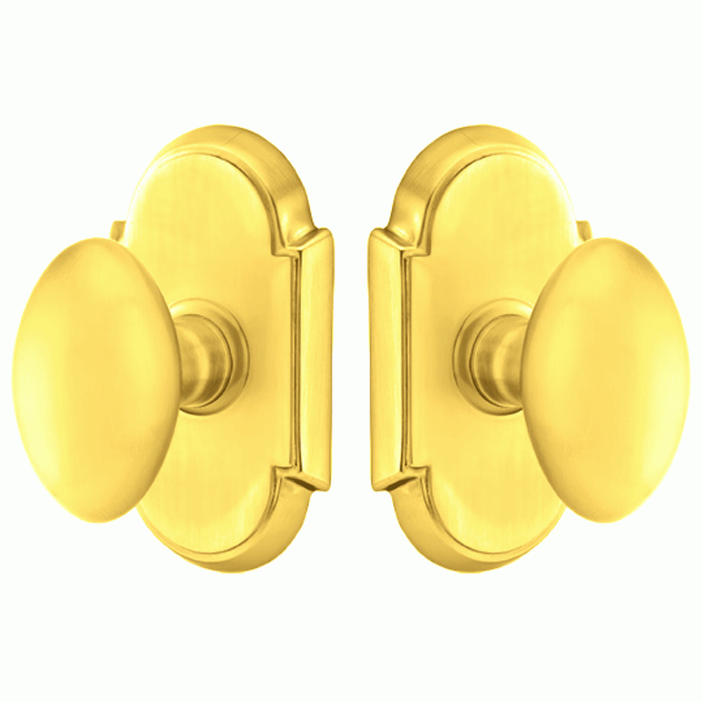 Solid Brass Egg Door Knob Set With # 8 Rosette (Several Finish Options) EMTEK