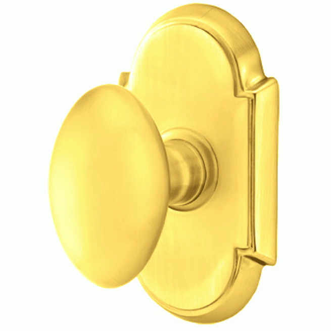 Solid Brass Egg Door Knob Set With # 8 Rosette (Several Finish Options) EMTEK