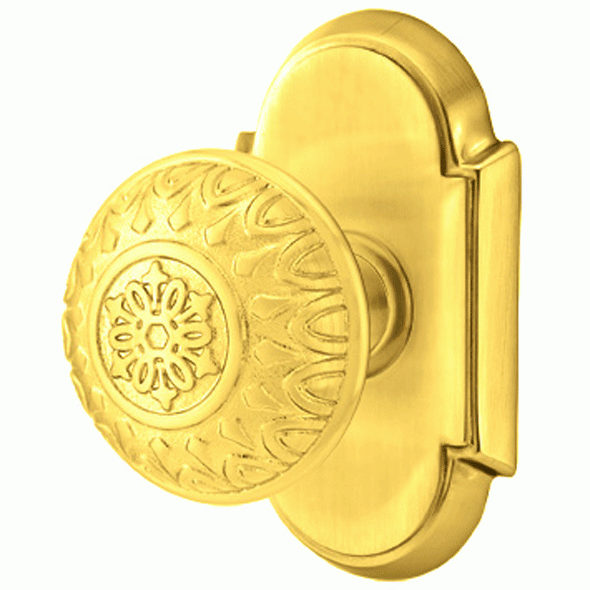 Solid Brass Lancaster Door Knob Set With # 8 Rosette (Several Finish Options) EMTEK