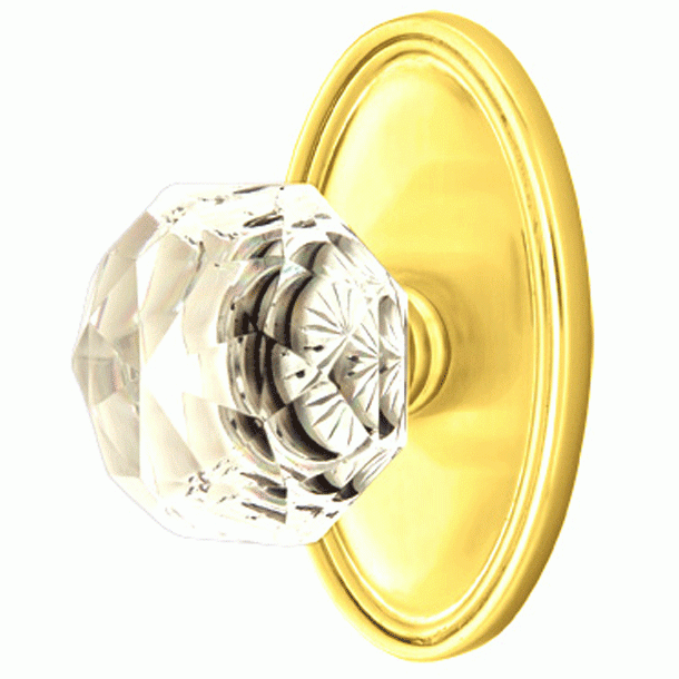 Diamond Crystal Door Knob Set With Oval Rosette (Several Finish Options) EMTEK