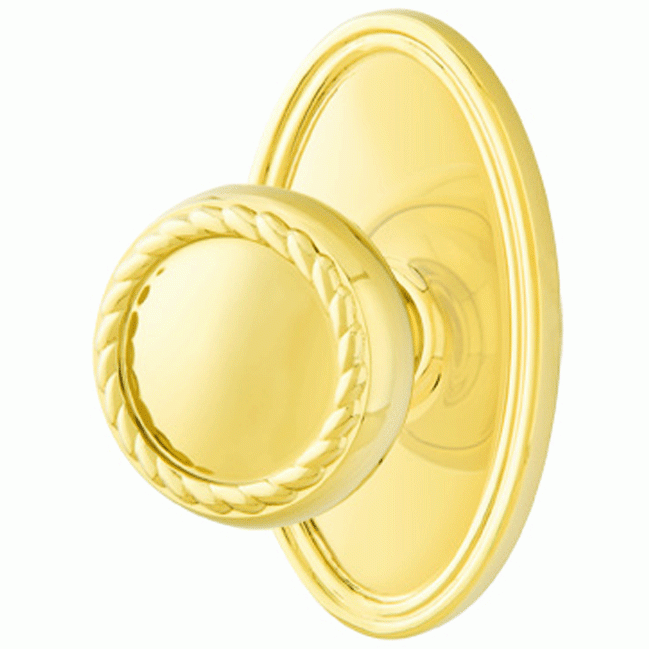 Solid Brass Rope Door Knob Set With Oval Rosette (Several Finish Options) EMTEK