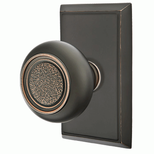 Solid Brass Belmont Door Knob Set With Rectangular Rosette (Several Finish Options) EMTEK