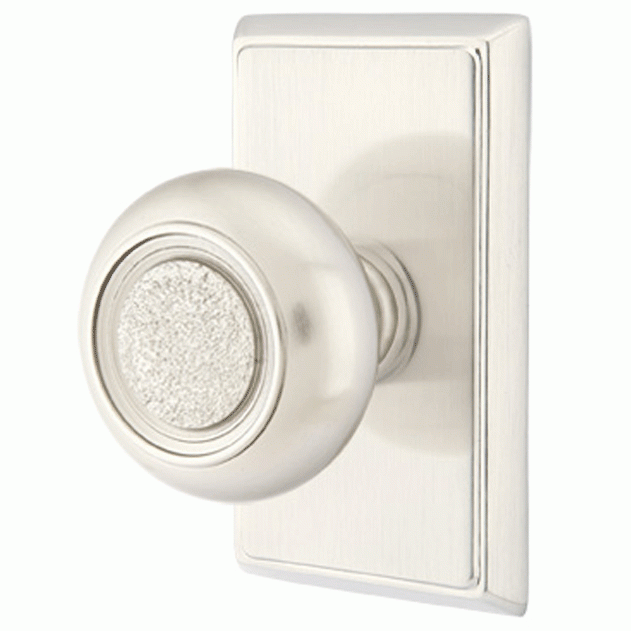 Solid Brass Belmont Door Knob Set With Rectangular Rosette (Several Finish Options) EMTEK