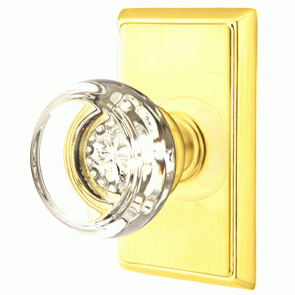 Crystal Georgetown Door Knob Set With Rectangular Rosette (Several Finish Options) EMTEK