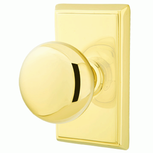 Solid Brass Providence Door Knob Set With Rectangular Rosette (Several Finish Options) EMTEK