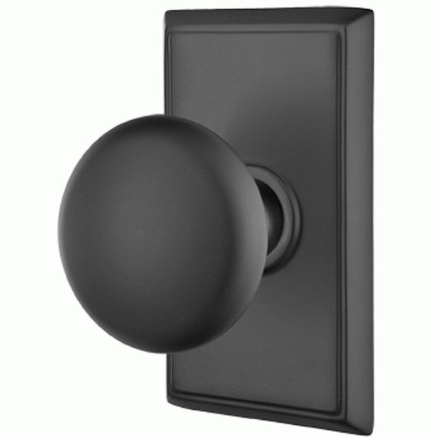 Solid Brass Providence Door Knob Set With Rectangular Rosette (Several Finish Options) EMTEK