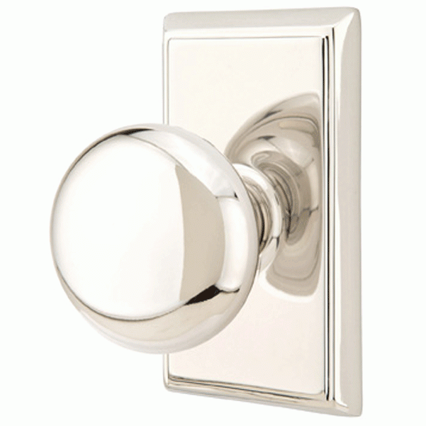 Solid Brass Providence Door Knob Set With Rectangular Rosette (Several Finish Options) EMTEK