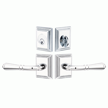 Emtek Solid Brass Turino Door Lever Deadbolt with Wilshire Rosette (Polished Chrome Finish) EMTEK