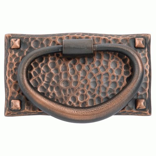 Emtek Arts & Crafts 3 Inch Solid Brass Hammered Oval Pull (Oil Rubbed Bronze Finish) EMTEK