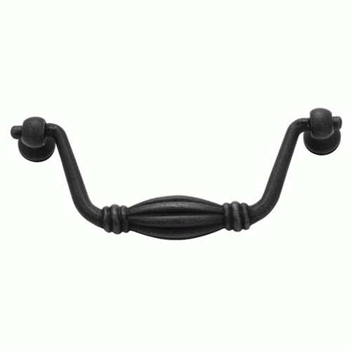 10 1/2 Inch (10 Inch c-c) Tuscany Bronze Fluted Bail Pull (Matte Black Finish) EMTEK