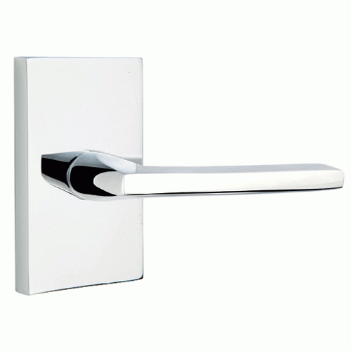 Brass Modern Hardware - Passage Helios Right Handed Door Lever with Modern Rectangular Rosette in Polished Nickel - 5112HLORHUS14 - Emtek Hardware EMTEK